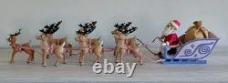 Vintage Memory Lane Rudolph Santa's Sleigh & Reindeer Team Playset