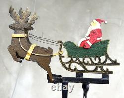 Vintage Metal Kinetic Balance Toy Santa Sleigh Reindeer