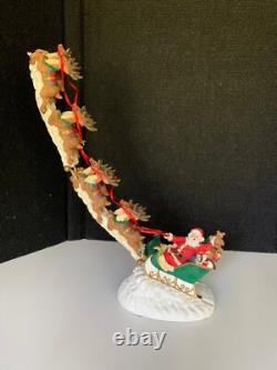 Vintage Midwest Cannon Falls Santa Sleigh Reindeer Flying Deer Resin Sculpture F
