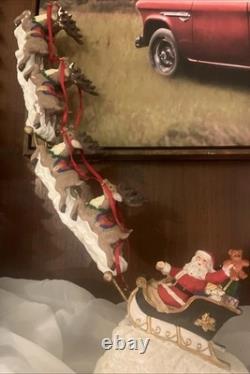 Vintage Midwest Cannon Falls Santa Sleigh Reindeer Flying Deer Resin Sculpture F