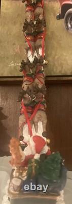 Vintage Midwest Cannon Falls Santa Sleigh Reindeer Flying Deer Resin Sculpture F