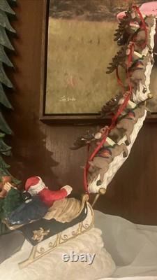 Vintage Midwest Cannon Falls Santa Sleigh Reindeer Flying Deer Resin Sculpture F