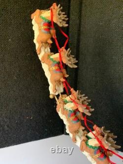 Vintage Midwest Cannon Falls Santa Sleigh Reindeer Flying Deer Resin Sculpture F