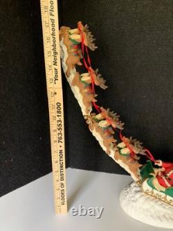 Vintage Midwest Cannon Falls Santa Sleigh Reindeer Flying Deer Resin Sculpture F