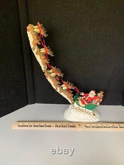 Vintage Midwest Cannon Falls Santa Sleigh Reindeer Flying Deer Resin Sculpture F