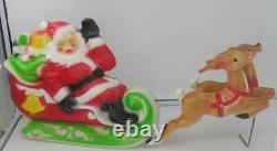 Vintage Miniature Empire Light Up Blow Mold Santa Sleigh Reindeer-works-nice