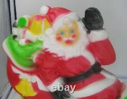 Vintage Miniature Empire Light Up Blow Mold Santa Sleigh Reindeer-works-nice