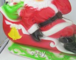 Vintage Miniature Empire Light Up Blow Mold Santa Sleigh Reindeer-works-nice