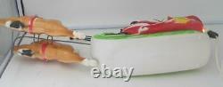 Vintage Miniature Empire Light Up Blow Mold Santa Sleigh Reindeer-works-nice