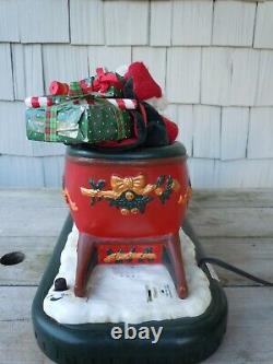 Vintage Motorized Lighted Moving Santa Clause With Reindeer & Sled