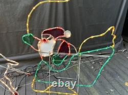 Vintage Mr. Christmas Holiday Lights Sculpture Santa & Sleigh & Reindeer 3D Lawn