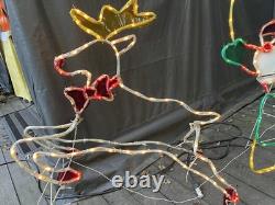 Vintage Mr. Christmas Holiday Lights Sculpture Santa & Sleigh & Reindeer 3D Lawn
