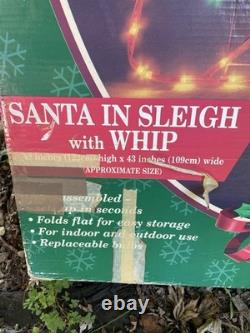 Vintage Mr. Christmas Holiday Lights Sculpture Santa & Sleigh & Reindeer 3D Lawn