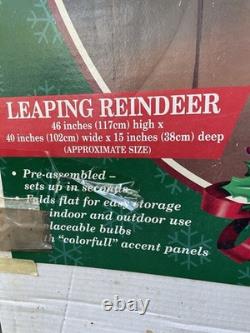 Vintage Mr. Christmas Holiday Lights Sculpture Santa & Sleigh & Reindeer 3D Lawn