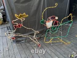 Vintage Mr. Christmas Holiday Lights Sculpture Santa & Sleigh & Reindeer 3D Lawn