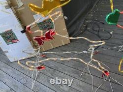 Vintage Mr. Christmas Holiday Lights Sculpture Santa & Sleigh & Reindeer 3D Lawn