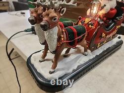 Vintage Mr Christmas Santa Sleigh with Reindeer. Original Box READ