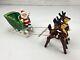 Vintage Napco Christmas Waving Santa Sleigh & 2 Reindeers Mcm 50's Figurine