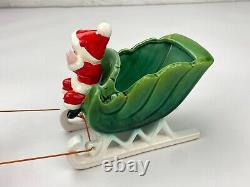 Vintage NAPCO Christmas Waving SANTA Sleigh & 2 Reindeers MCM 50's Figurine