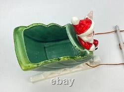 Vintage NAPCO Christmas Waving SANTA Sleigh & 2 Reindeers MCM 50's Figurine