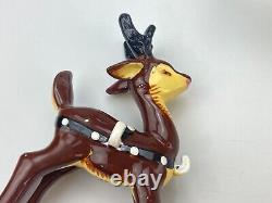 Vintage NAPCO Christmas Waving SANTA Sleigh & 2 Reindeers MCM 50's Figurine