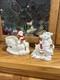 Vintage Napco 1956 Santa Sleigh And Two Flying Reindeer Spaghetti Trim Read