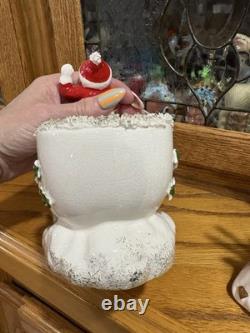 Vintage Napco 1956 Santa Sleigh and Two Flying Reindeer Spaghetti Trim Read