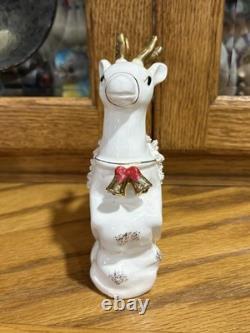 Vintage Napco 1956 Santa Sleigh and Two Flying Reindeer Spaghetti Trim Read