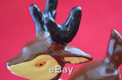 Vintage Napco Santa Sleigh Reindeer Reigns Ceramic Figurine Stickers