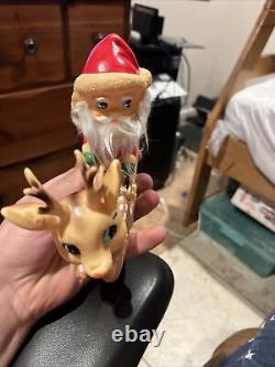 Vintage Ninohira Japan Santa Claus & Rudolph On Sleigh Christmas Decoration