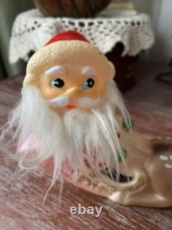 Vintage Ninohira Japan Santa Claus & Rudolph On Sleigh Christmas Decoration