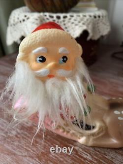 Vintage Ninohira Japan Santa Claus & Rudolph On Sleigh Christmas Decoration