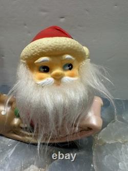 Vintage Ninohira Japan Santa Claus & Rudolph On Sleigh Christmas Decoration