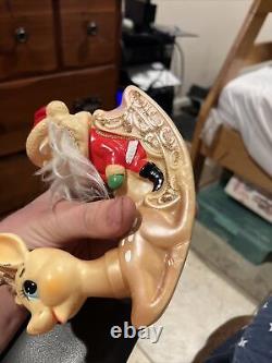 Vintage Ninohira Japan Santa Claus & Rudolph On Sleigh Christmas Decoration