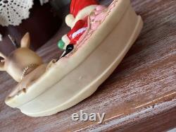 Vintage Ninohira Japan Santa Claus & Rudolph On Sleigh Christmas Decoration