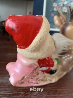 Vintage Ninohira Japan Santa Claus & Rudolph On Sleigh Christmas Decoration