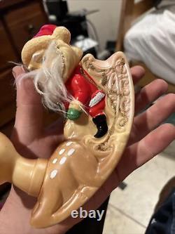 Vintage Ninohira Japan Santa Claus & Rudolph On Sleigh Christmas Decoration