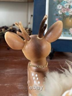 Vintage Ninohira Japan Santa Claus & Rudolph On Sleigh Christmas Decoration