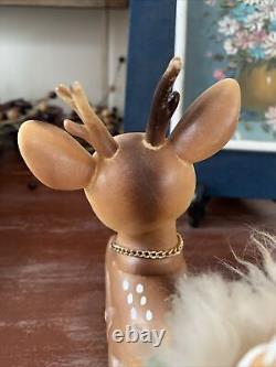 Vintage Ninohira Japan Santa Claus & Rudolph On Sleigh Christmas Decoration