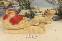 Vintage Paper Mache Pulp Santa Sleigh Rein Deer Candy Container (3039) VV7
