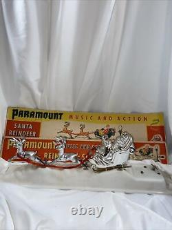 Vintage Paramount Plastic Santa in Sleigh with Reindeer Wind up NO LIGHT