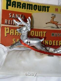 Vintage Paramount Plastic Santa in Sleigh with Reindeer Wind up NO LIGHT