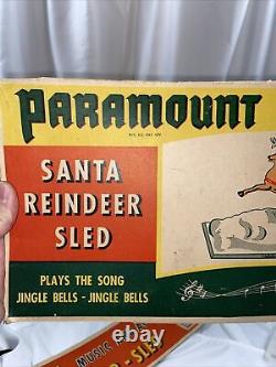 Vintage Paramount Plastic Santa in Sleigh with Reindeer Wind up NO LIGHT