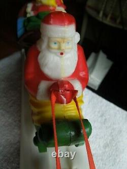 Vintage Paramount Santa Reindeer Sled Music Box, Lights Up Christmas Works