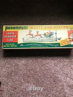 Vintage Paramount Santa Reindeer & Sleigh Action Music