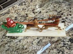 Vintage Plastic Santa With sleigh And Reindeer In Original Box