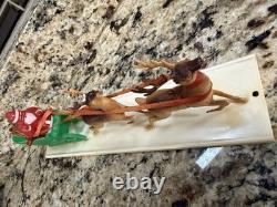 Vintage Plastic Santa With sleigh And Reindeer In Original Box