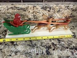 Vintage Plastic Santa With sleigh And Reindeer In Original Box