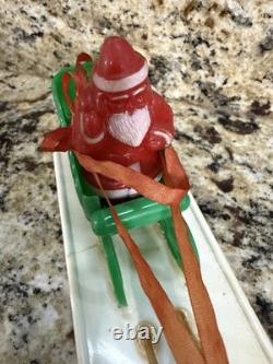 Vintage Plastic Santa With sleigh And Reindeer In Original Box