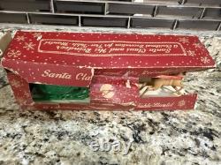 Vintage Plastic Santa With sleigh And Reindeer In Original Box